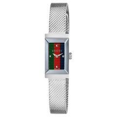 Retro Gucci G-Frame Green, Red and Blue Dial Stainless Steel Watch YA147510