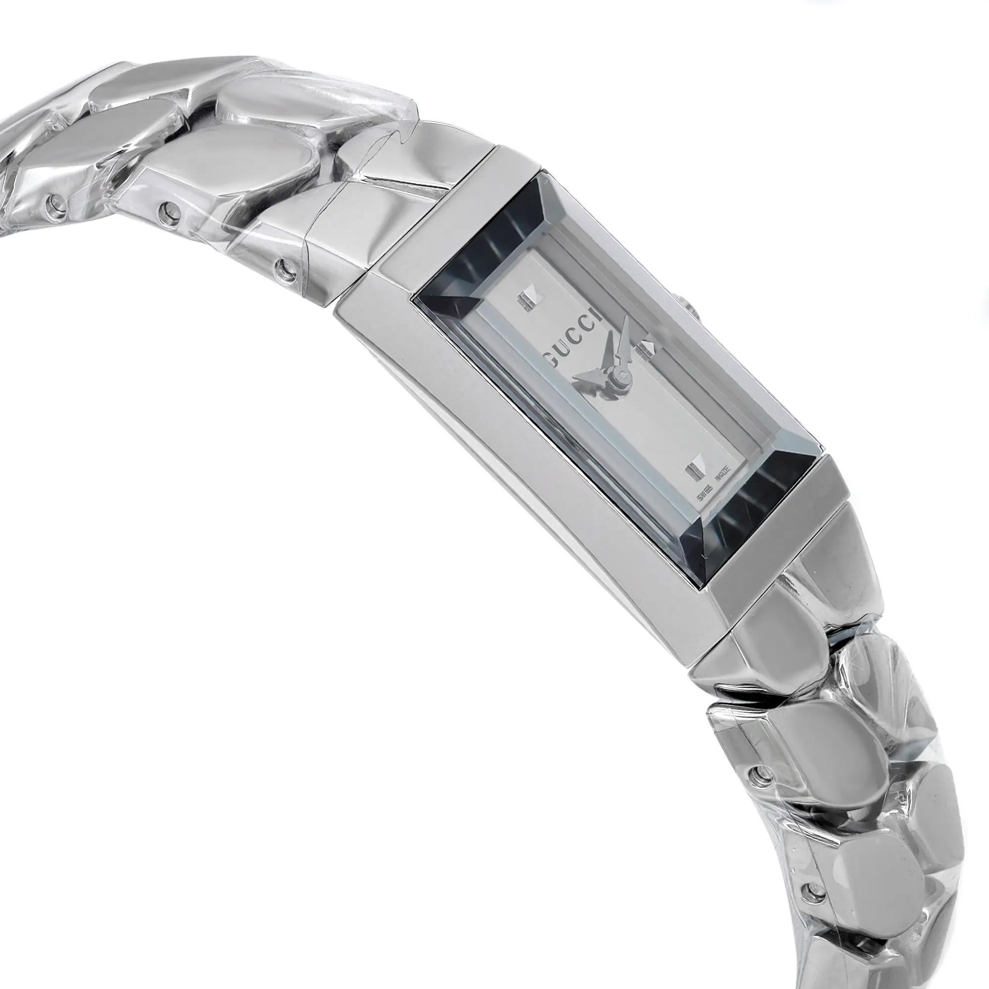 Women's Gucci G-Frame Steel Silver Mirror Dial Ladies Quartz Watch YA147501 For Sale