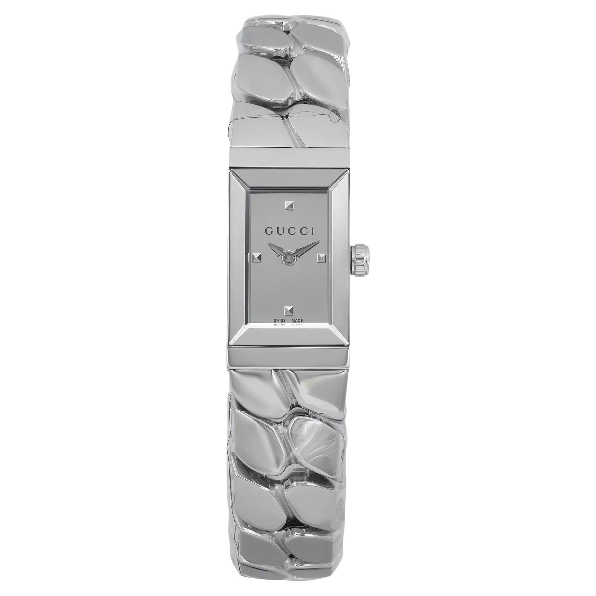Gucci G-Frame Steel Silver Mirror Dial Ladies Quartz Watch YA147501 For Sale
