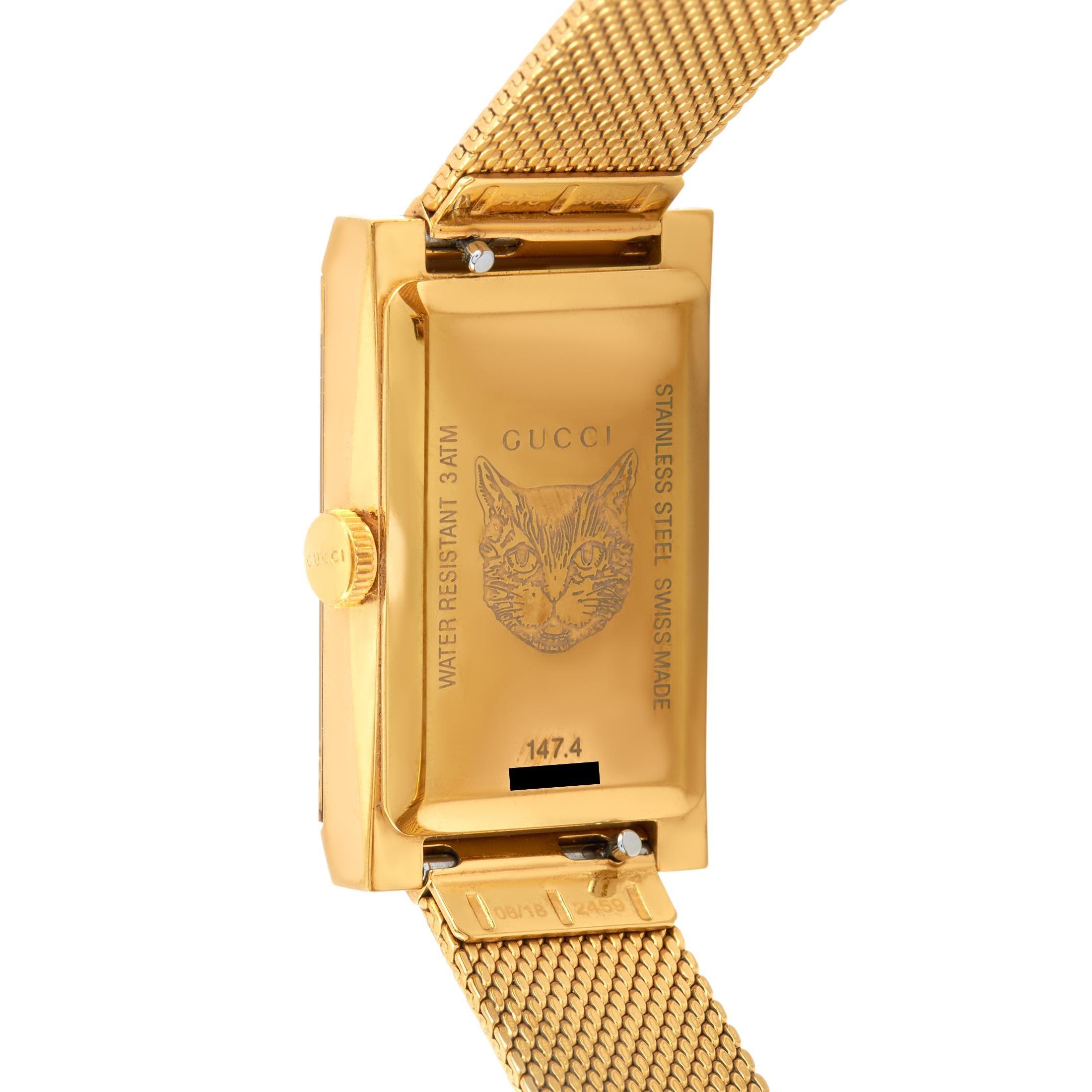 Gucci G-Frame Yellow Gold-Tone Watch YA147410