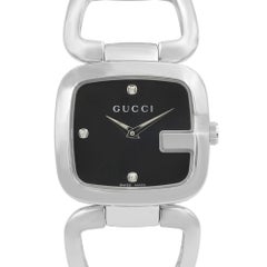 Gucci G-Gucci Diamond Black Dial Steel Quartz Ladies Watch YA125406