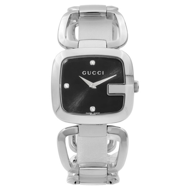 Gucci 125.4 Black Rectangle Black Dial Steel Quartz Ladies Watch YA125407  at 1stDibs | gucci 1254, gucci watch 125.4, how to authenticate a gucci  watch