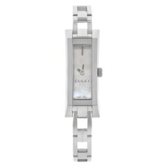 Used Gucci G-Link Rectangle MOP Stainless Steel Quartz Ladies Watch YA110525