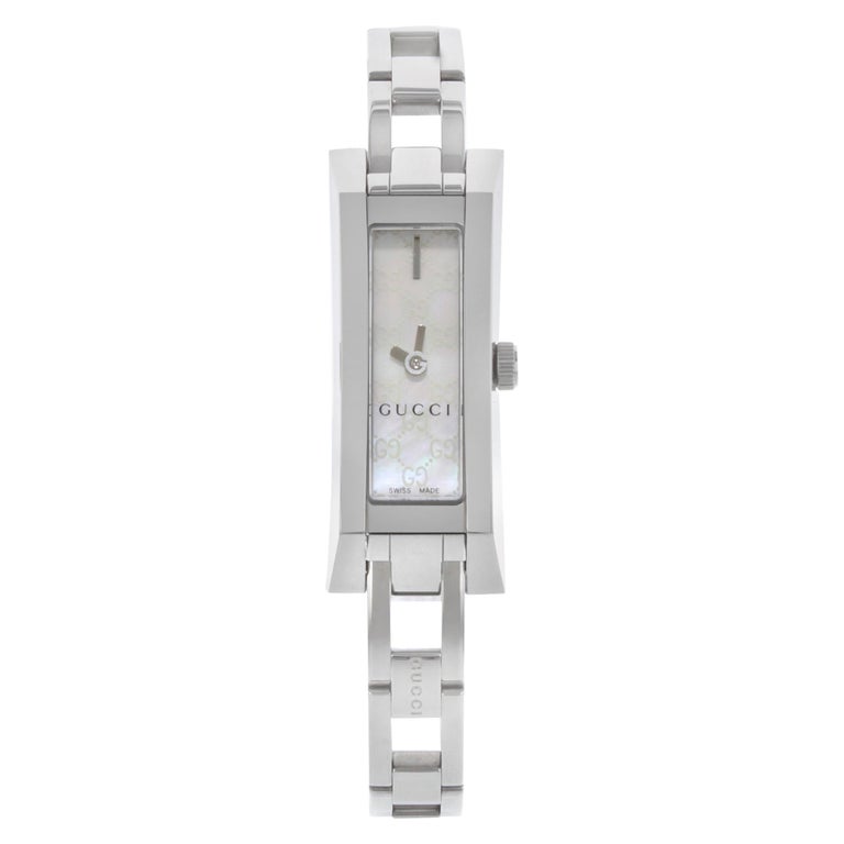 Gucci G-Link Rectangle MOP Stainless Steel Quartz Ladies Watch YA110525 at  1stDibs