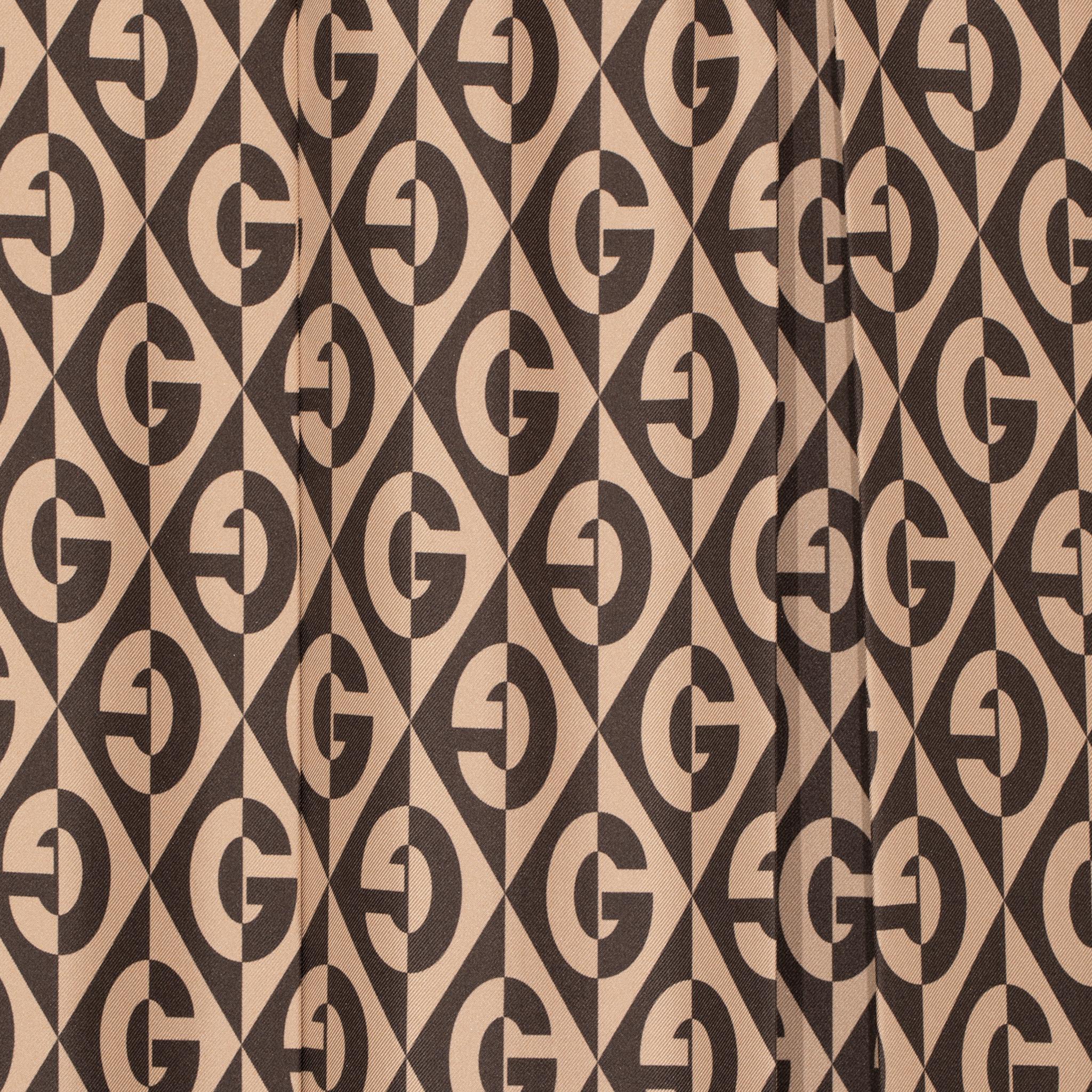Gucci G Rhombus Brown & Ivory Print Dress Silk 40 IT For Sale 4