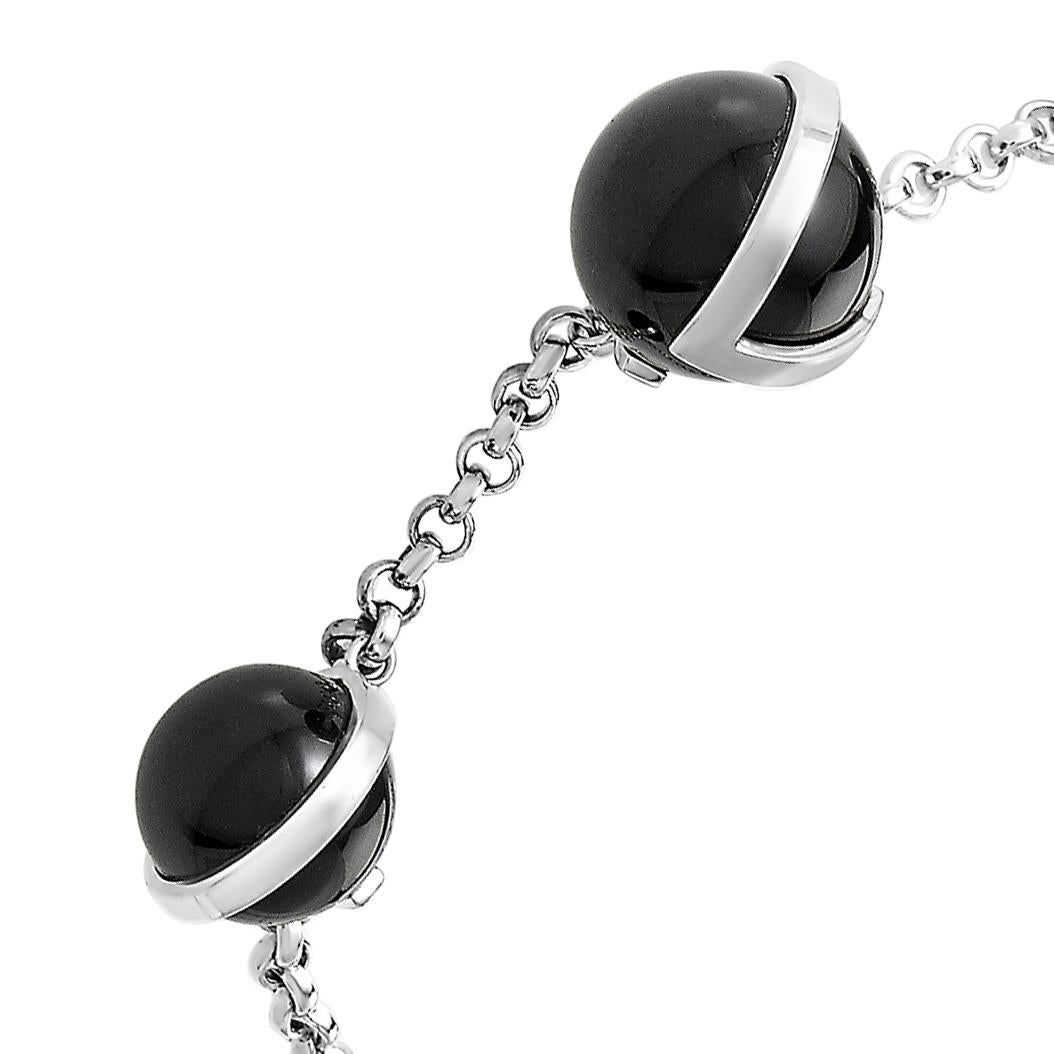 Gucci G Silver Onyx Boule Bracelet In New Condition In Southampton, PA