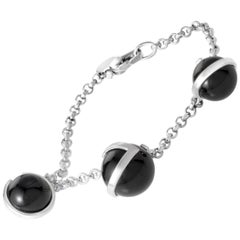 Gucci G Silver Onyx Boule Bracelet