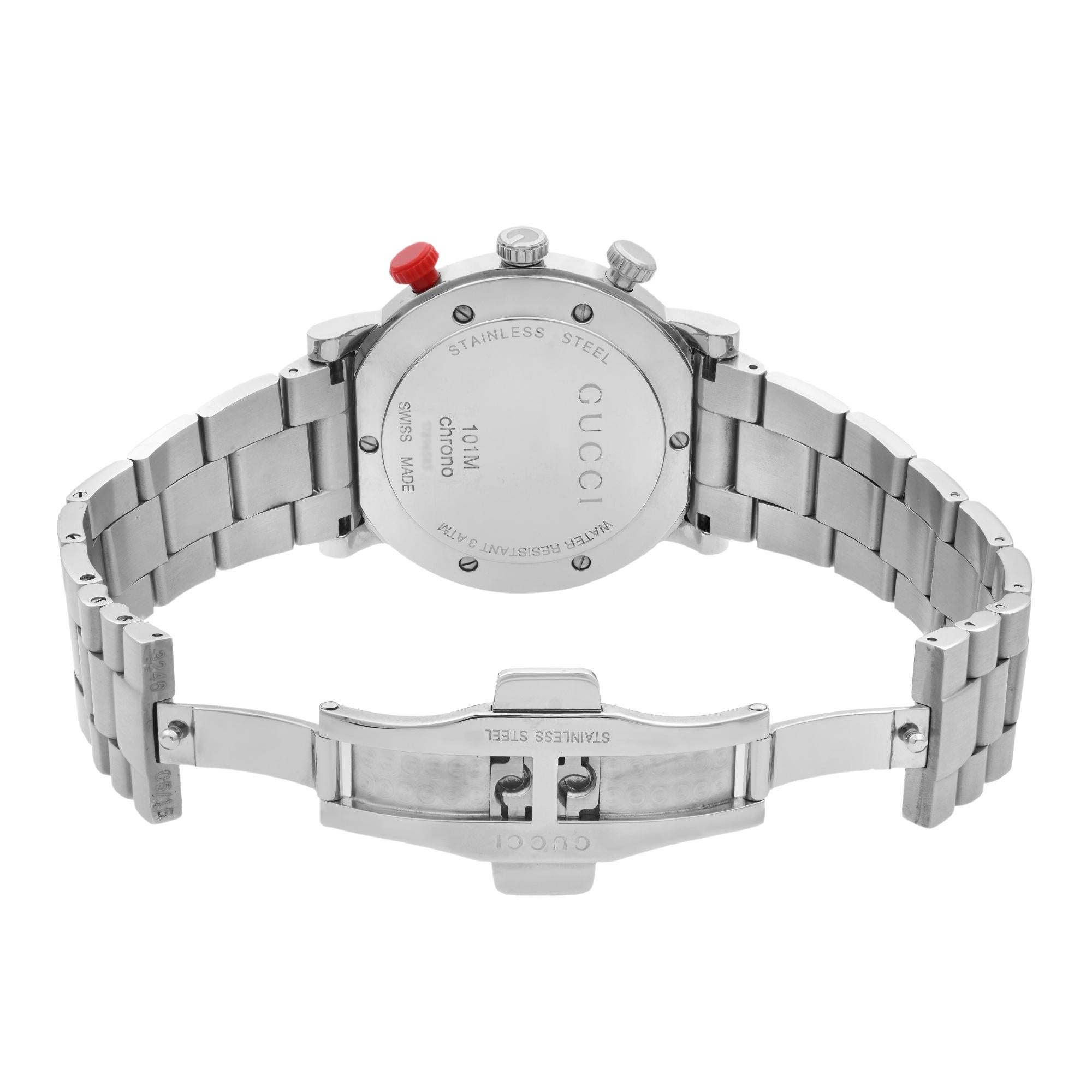 Modern Gucci G Stainless Steel Chronograph Black Dial Quartz Men's Watch YA101361