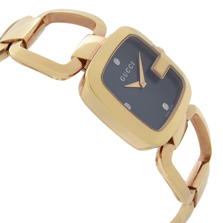 Gucci G Steel Rose Gold-Tone Black Diamond Dial Quartz Ladies Watch YA125409  at 1stDibs | gucci rose gold watch, gucci gold diamond watch, gucci diamond  watch ladies