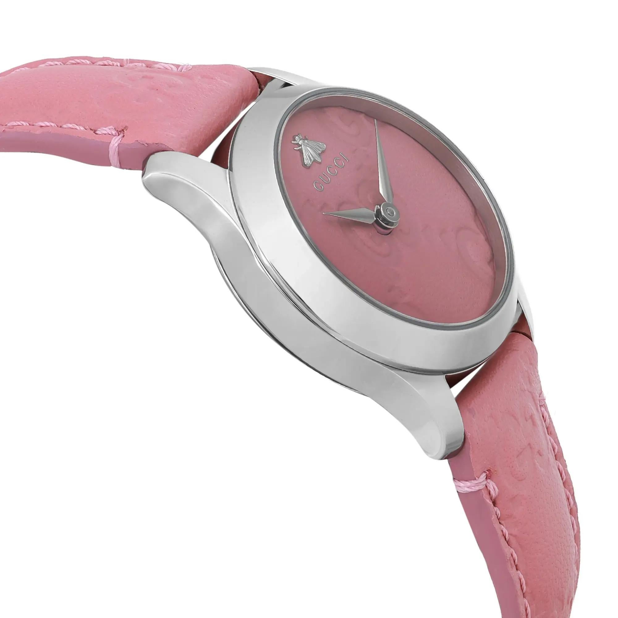 Women's Gucci G-Timeless 27mm Steel Pink Dial Quartz Ladies Watch YA126578 For Sale