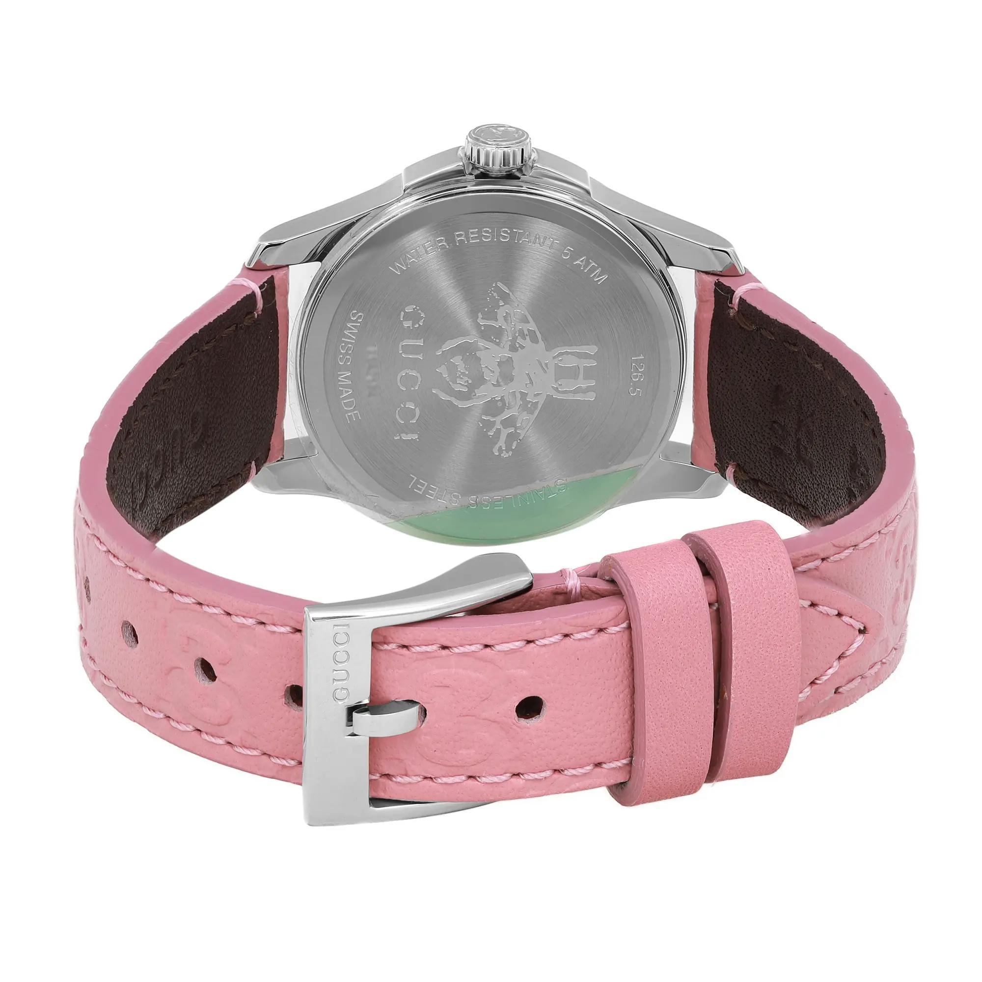 Gucci G-Timeless 27mm Steel Pink Dial Quartz Ladies Watch YA126578 For Sale 1