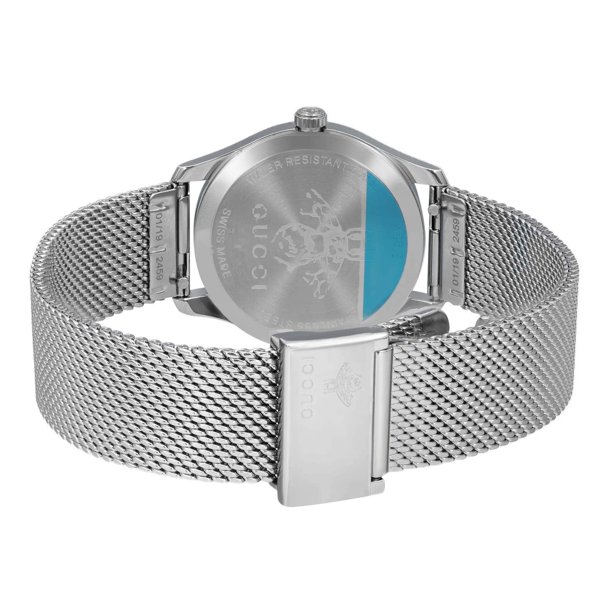 Gucci G-Timeless 29 Diamond Black Mother of Pearl Ladies Quartz Watch YA1265001 For Sale 1