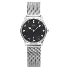Gucci G-Timeless 29 Diamond Black Mother of Pearl Ladies Quartz Watch YA1265001