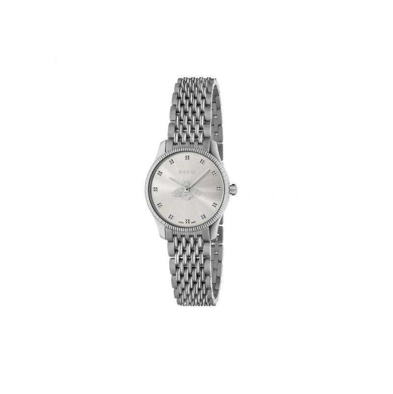 gucci g-timeless silver dial stainless steel women's watch ya1265019