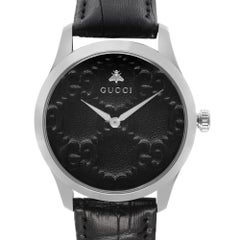 Gucci G Timeless Stainless Steel Black Dial Quartz Mens Watch YA1264031