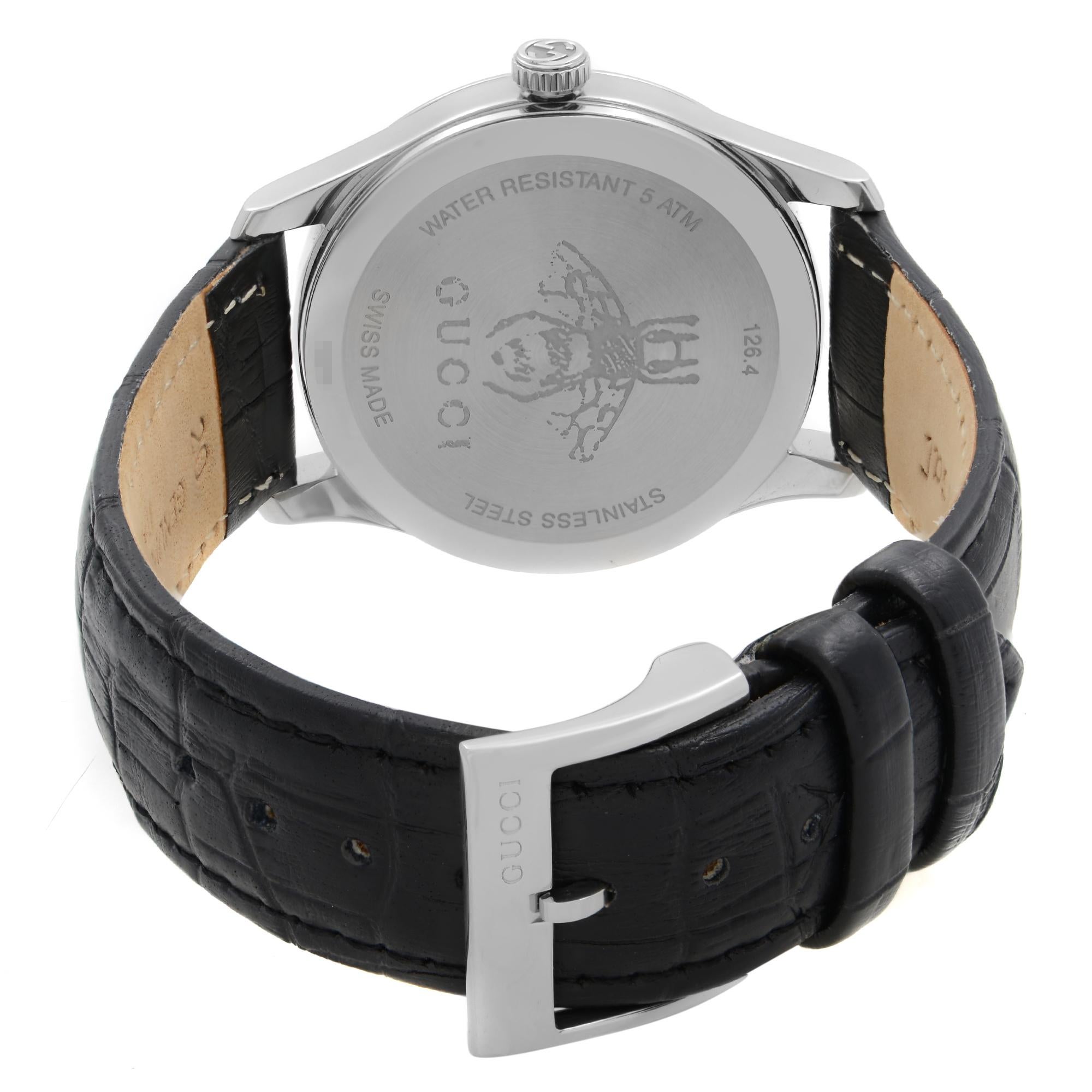 Men's Gucci G Timeless Stainless Steel Black Dial Quartz Mens Watch YA1264031