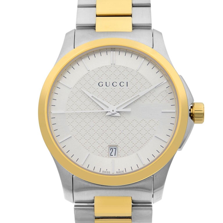 Gucci G-Timeless Two-Tone Steel Silver Dial Quartz Mens Watch YA126450 ...