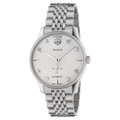 Gucci G-Intemporel G-Timeless Montre à cadran guilloché blanc avec petite deuxième montre YA126354