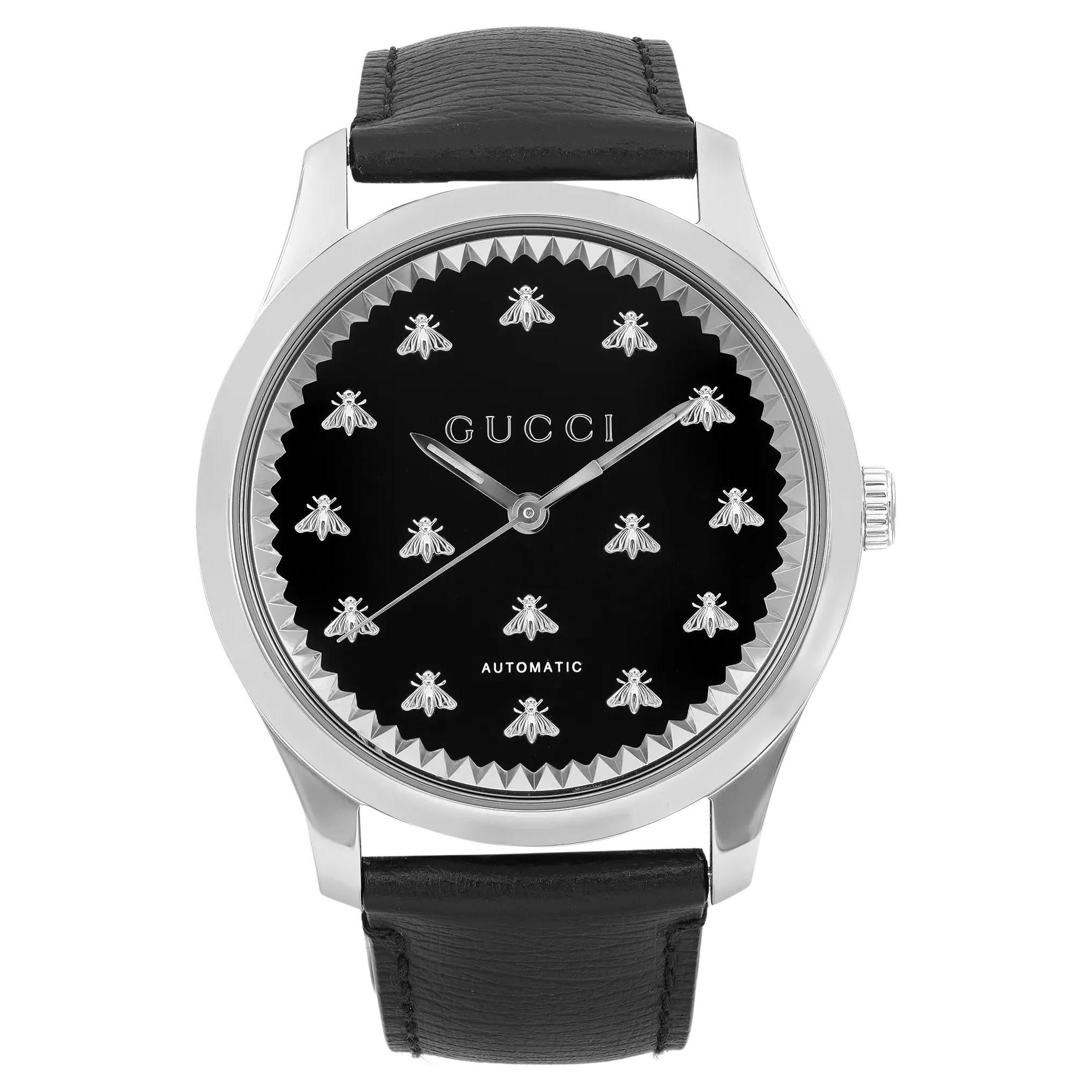 Gucci G-Timeless 42mm Steel Black Onyx Stone Dial Men's Watch YA126286 For Sale