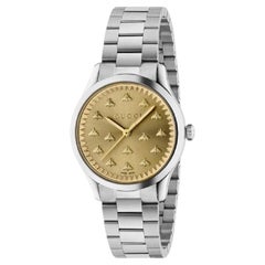 Zeitlose Gucci Uhr mit Bienenmotiv aus Gold und Edelstahl YA1265035