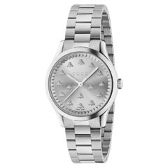 Gucci G-Timeless Montre à cadran argenté et acier inoxydable YA1265031 à motif oiseau