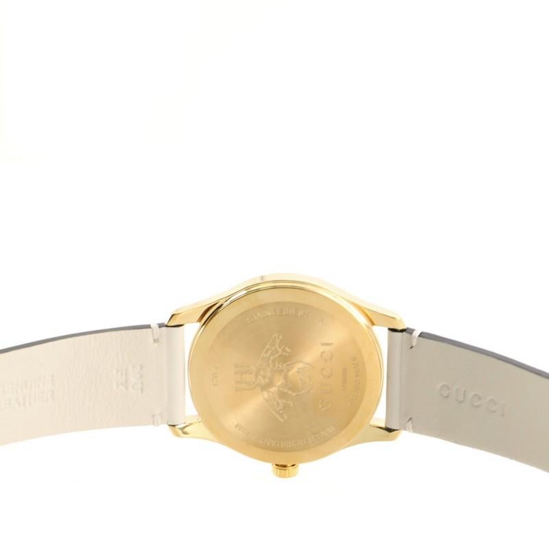 Gucci G-Timeless Bee Star Quartz Watch Stainless Steel and Leather In Good Condition In New York, NY