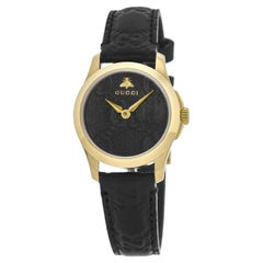 Gucci G-Timeless Montre en cuir noir YA126361 avec cadran