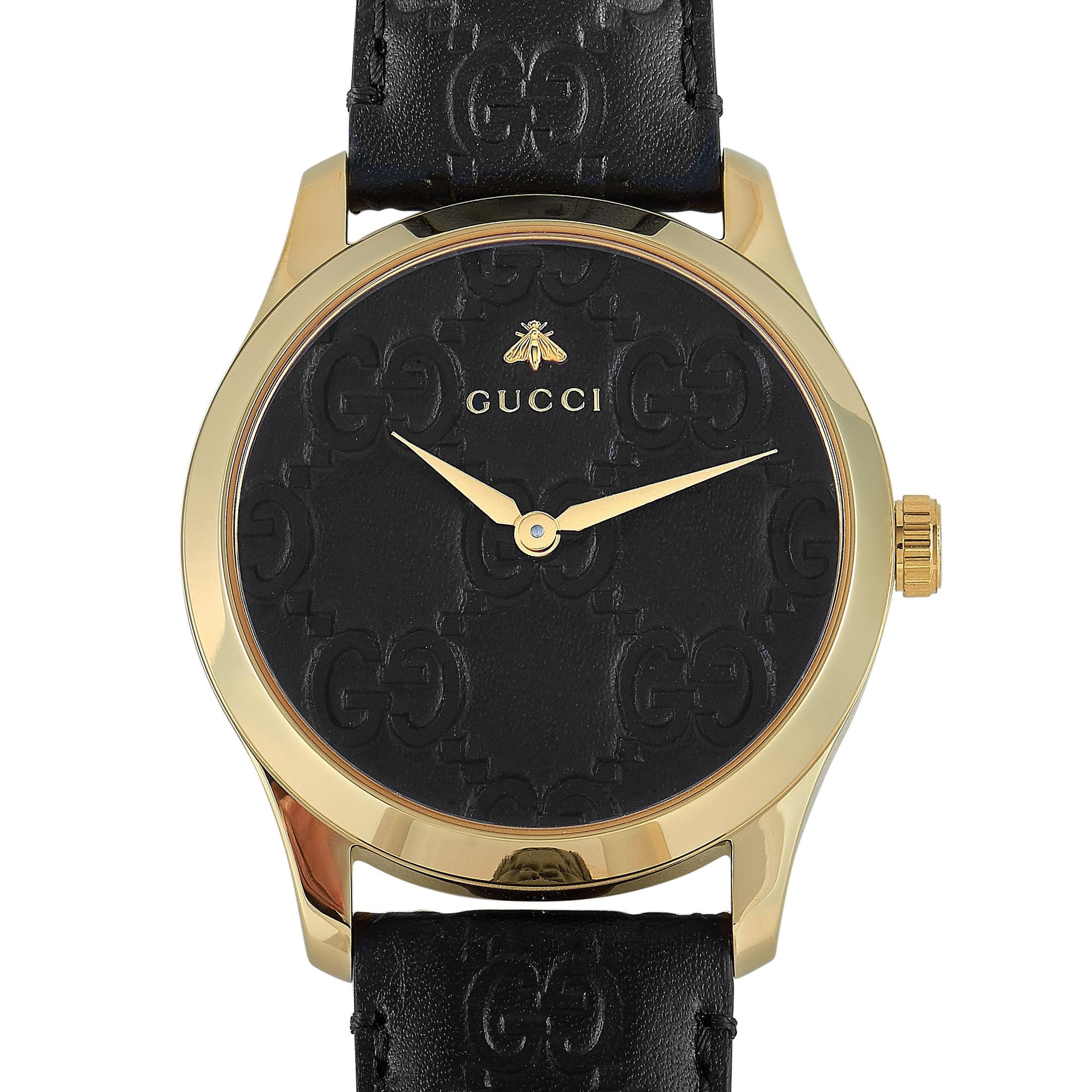 gucci leather strap watch