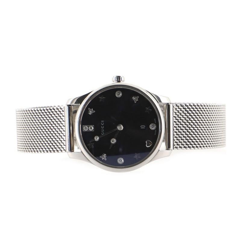 Gucci G-Timeless Charm Quartz Watch Stainless Steel with Mother of Pearl In Good Condition In New York, NY