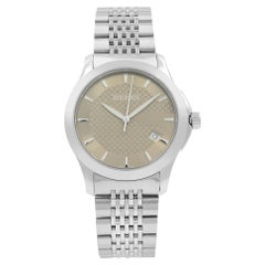 Gucci G-Timeless Date Stainless Steel Bronze Dial Quartz Mens Watch YA126406