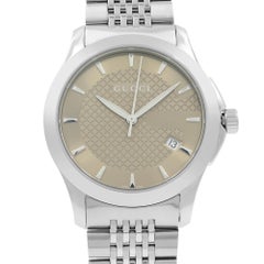 Gucci G-Timeless Date Stahl Bronze kariertes Zifferblatt Quarz Herrenuhr YA126406