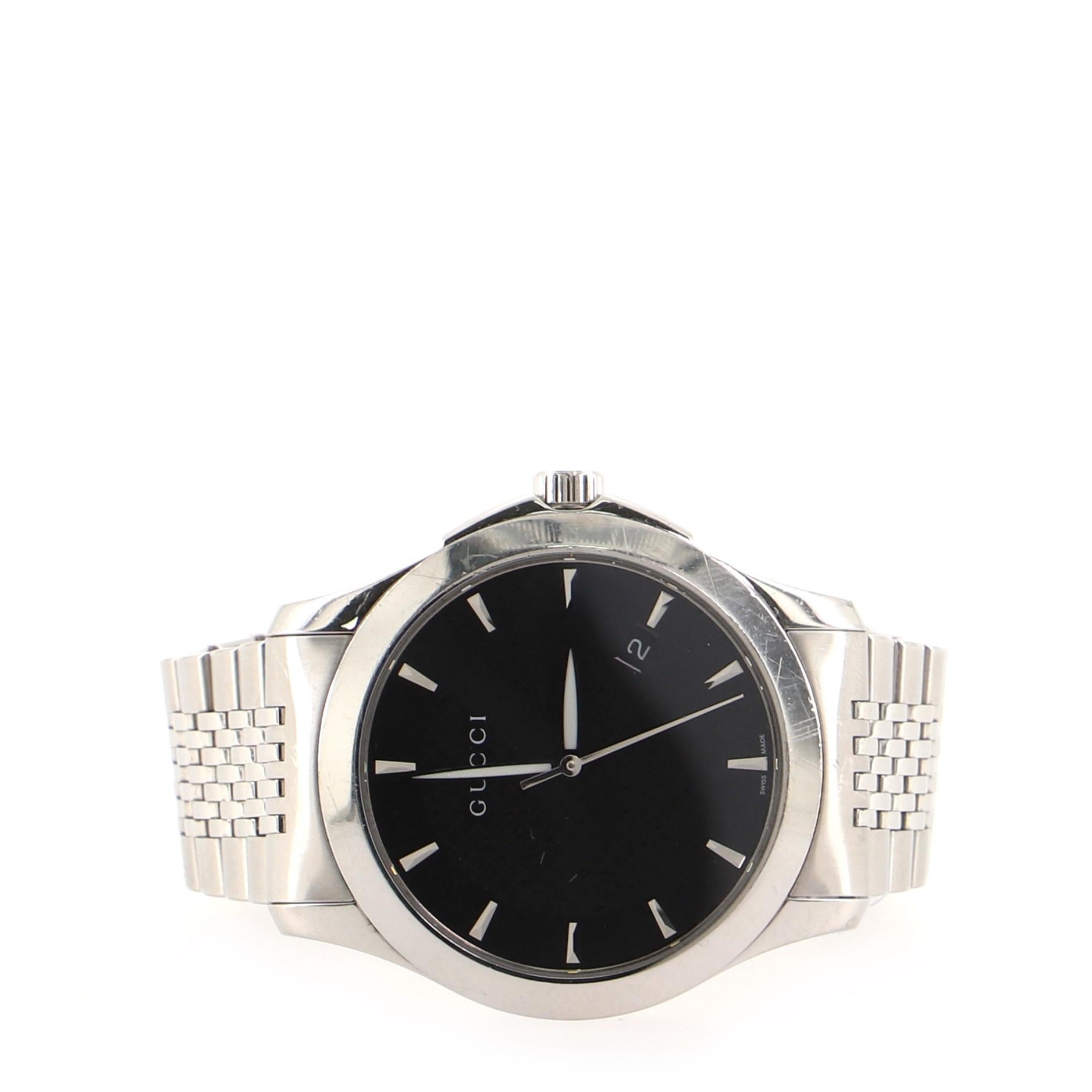 Gucci G-Timeless Diamante Date Quartz Watch Stainless Steel 38 In Good Condition In New York, NY