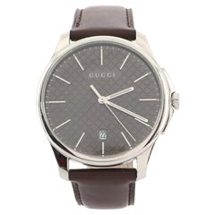 Gucci G-Timeless Diamante Date Quartz Watch Stainless Steel and Leather 40
