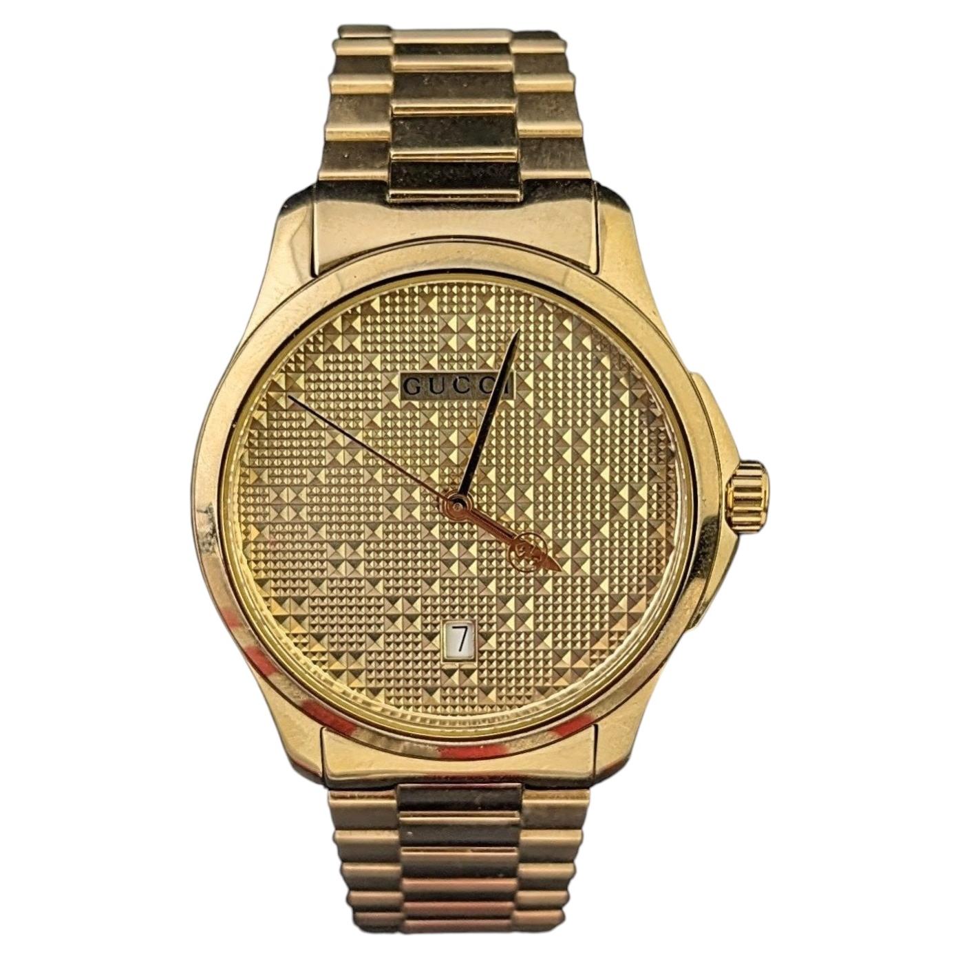 Gucci G Timeless mens gold plated PVD wristwatch