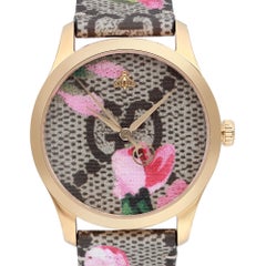 Gucci G-Timeless Pink Blooms Print Dial Steel Quartz Ladies Watch YA1264038