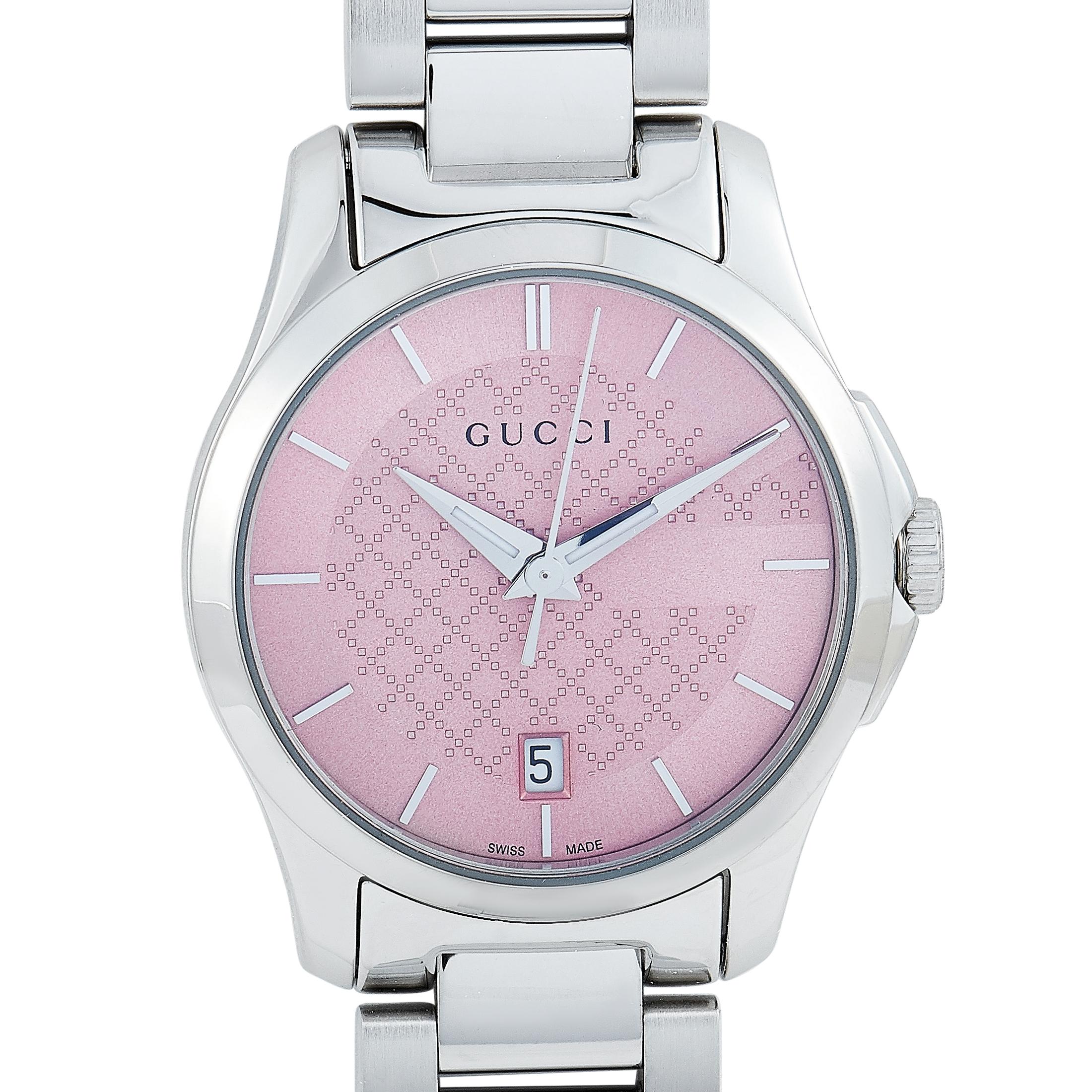 Gucci G-Timeless Pink Dial Stainless Steel Watch YA126524 at 1stDibs | pink  face watch, pink gucci watch, gucci watch sale