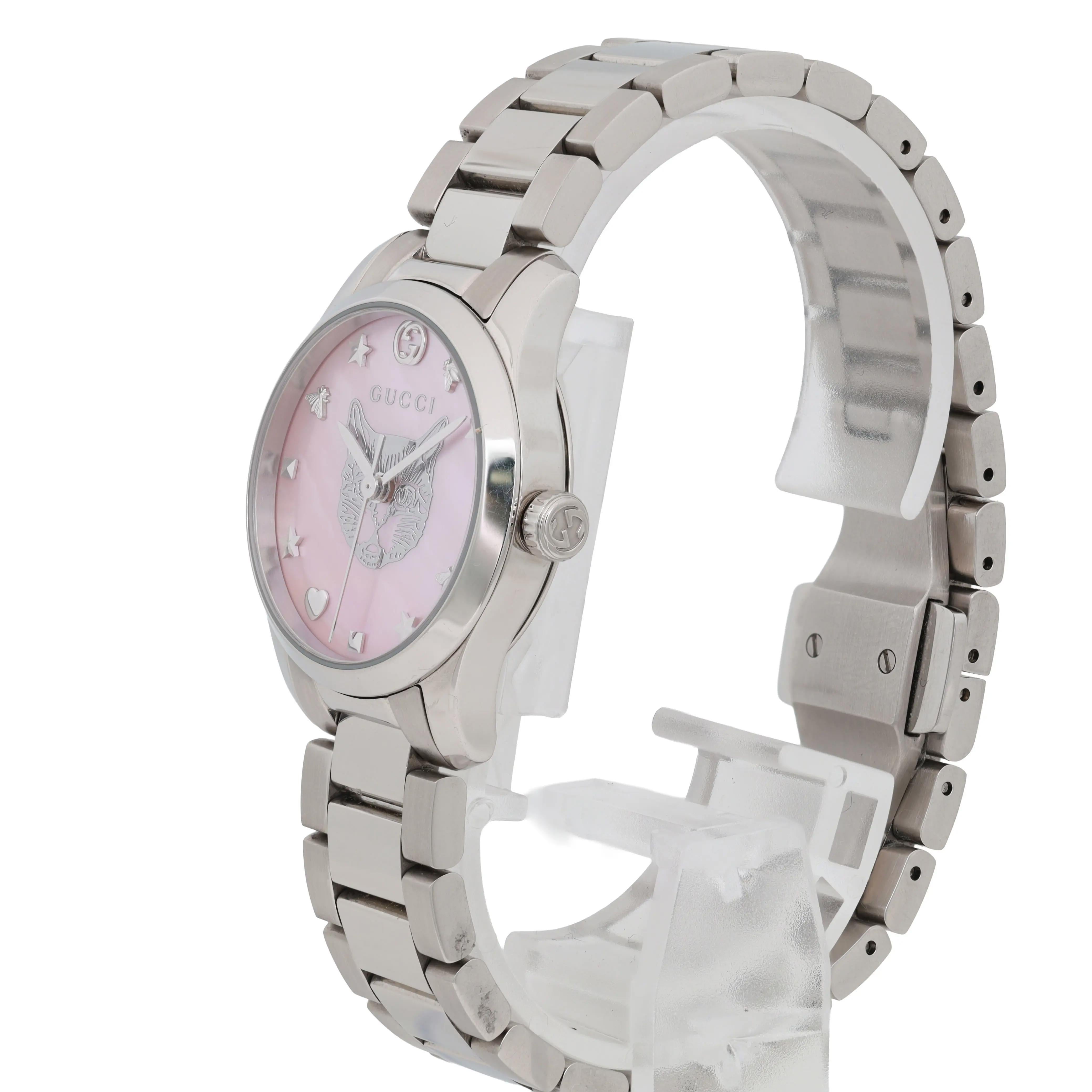 Gucci G-Timeless Pink MOP Cat Motif 29MM Ladies Quartz Watch YA1265025 Neuf - En vente à New York, NY