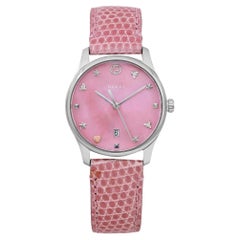 Used Gucci G-Timeless Pink Mother of Pearl Dial Steel Ladies Quartz Watch YA126586