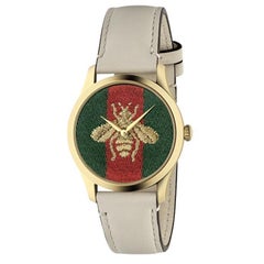 Gucci G-Timeless Quarz Grünes und rotes Web Nylon Zifferblatt Damenuhr YA1264128