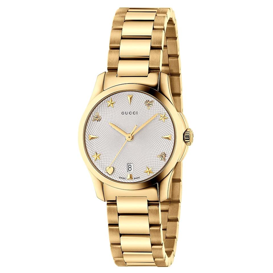 Gucci G-Timeless Silver Dial Gold PVD Ladies Watch Item No. YA126576A