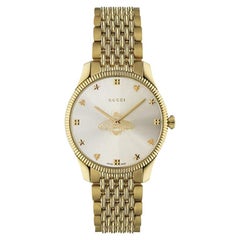 Gucci G-Timeless Silver Dial Gold PVD Stainless Steel Montre pour femmes YA1264155