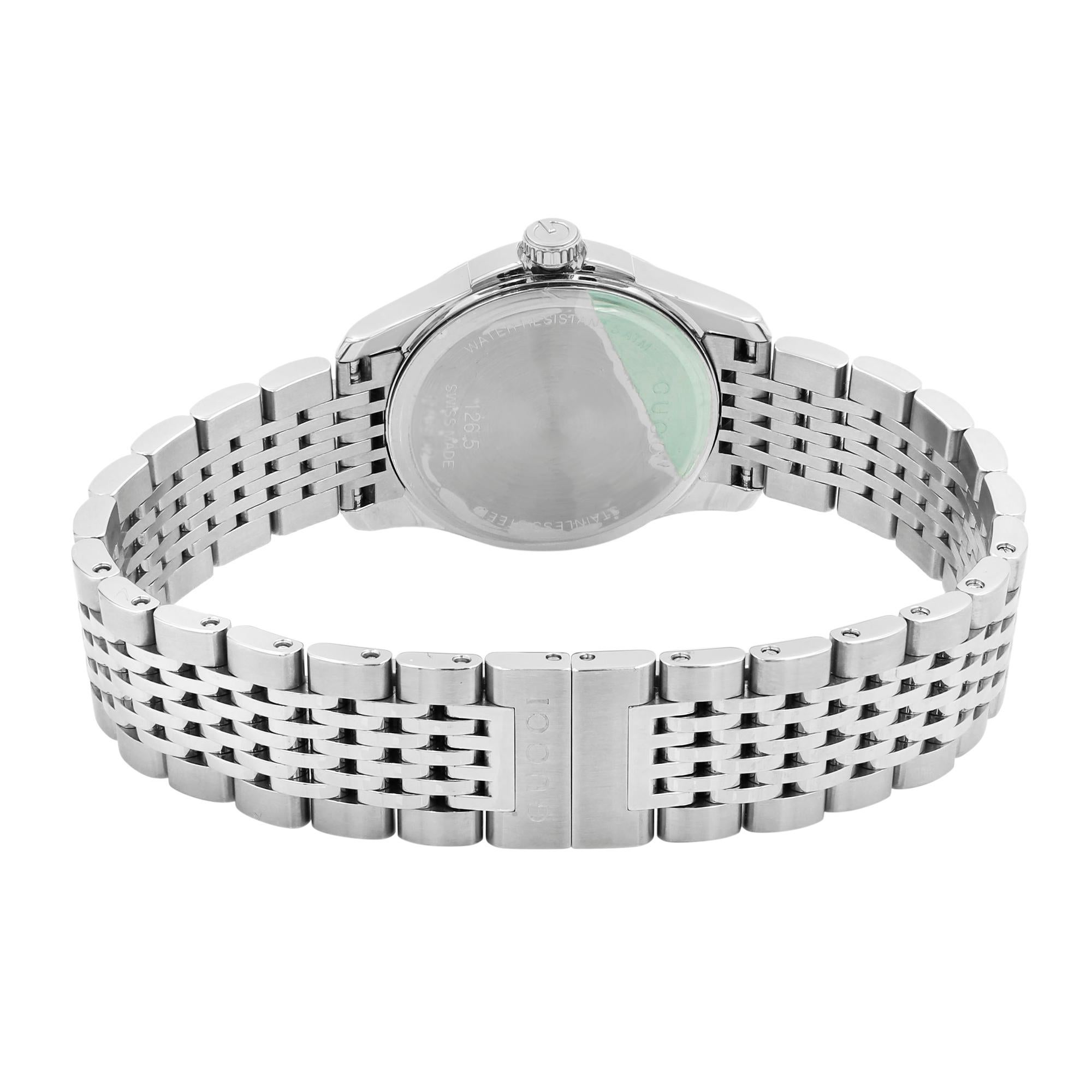 Women's Gucci G-Timeless Silver Sticks Dial Steel Quartz Ladies Watch YA126501