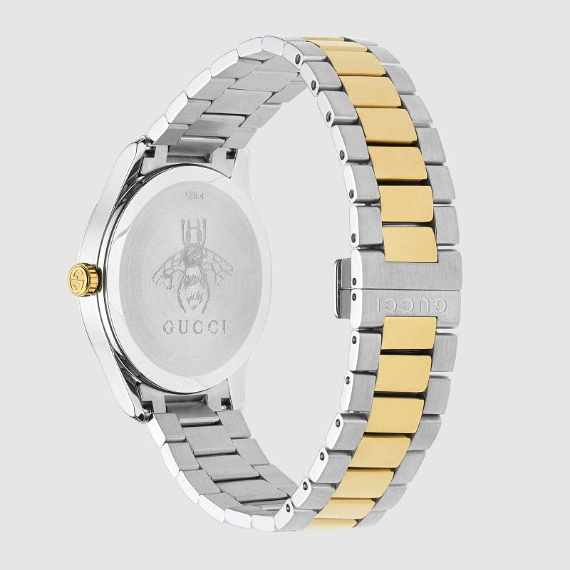 Steel case, silver dial with colored snake motif, steel and yellow gold PVD bracelet
ETA quartz movement
Case Size 38 mm
Crystal Scratch Resistant Sapphire
Water resistance: 5 ATM (160 feet/50 meters)
Wrist size adjustable from 175mm to