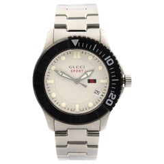 Gucci G-Timeless Sport Stahl Silber Zifferblatt Quarz leuchtende Herrenuhr YA126250