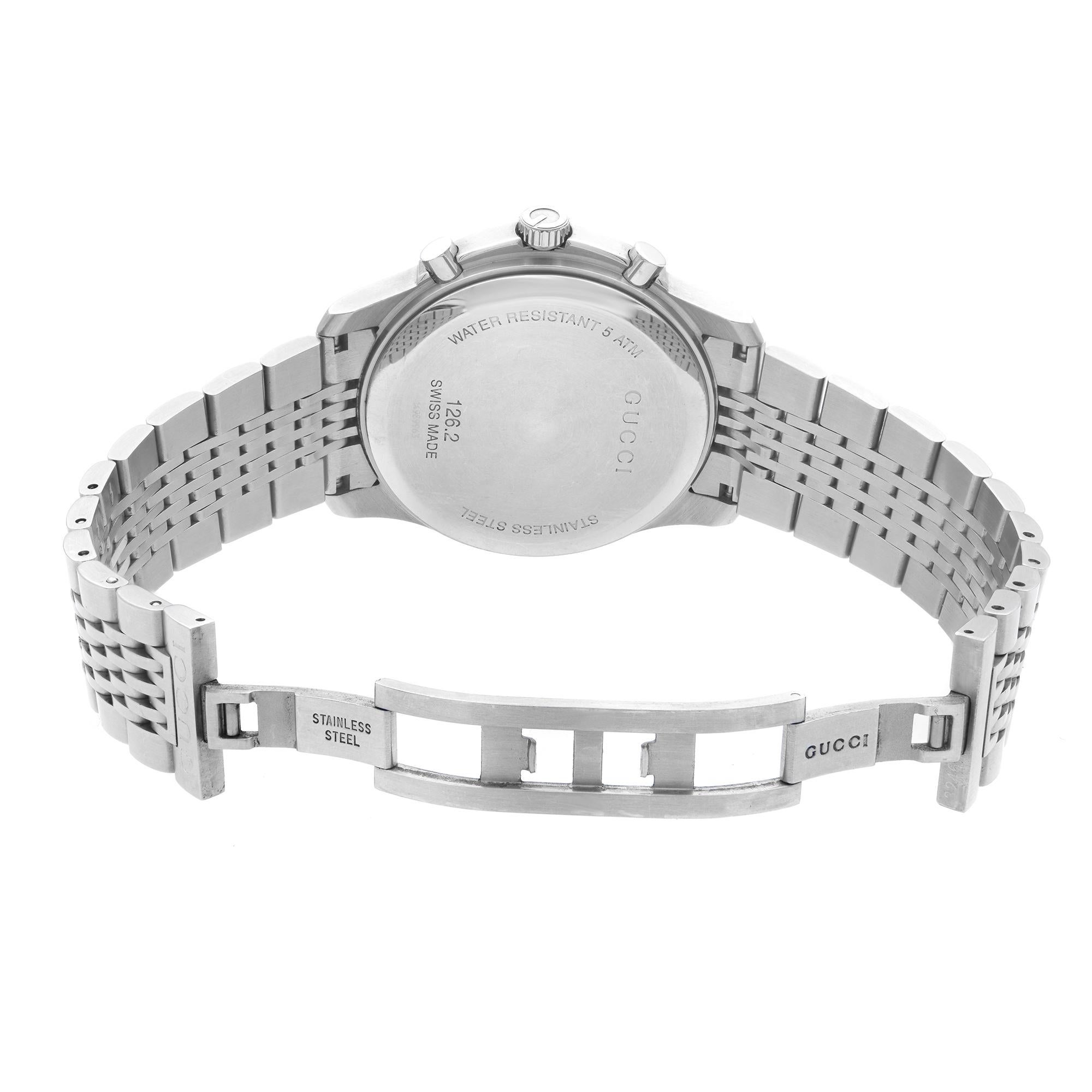 Modern Gucci G-Timeless Stainless Steel Chronograph Black Dial Quartz Watch YA126221
