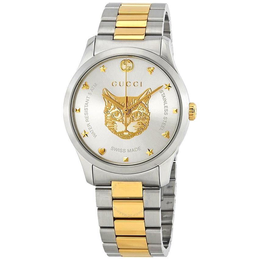 Gucci G-Timeless Stainless Steel and Yellow Gold PVD Round Dial Ya1264074