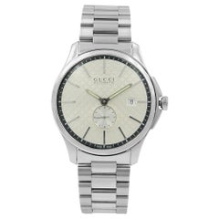 Gucci G-Timeless Steel Silver Check Dial Automatic Mens Open Back Watch YA126320