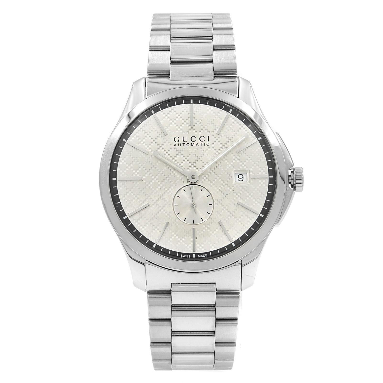 Gucci G-Timeless Steel Silver Checkered Dial Automatic Men’s Watch ...