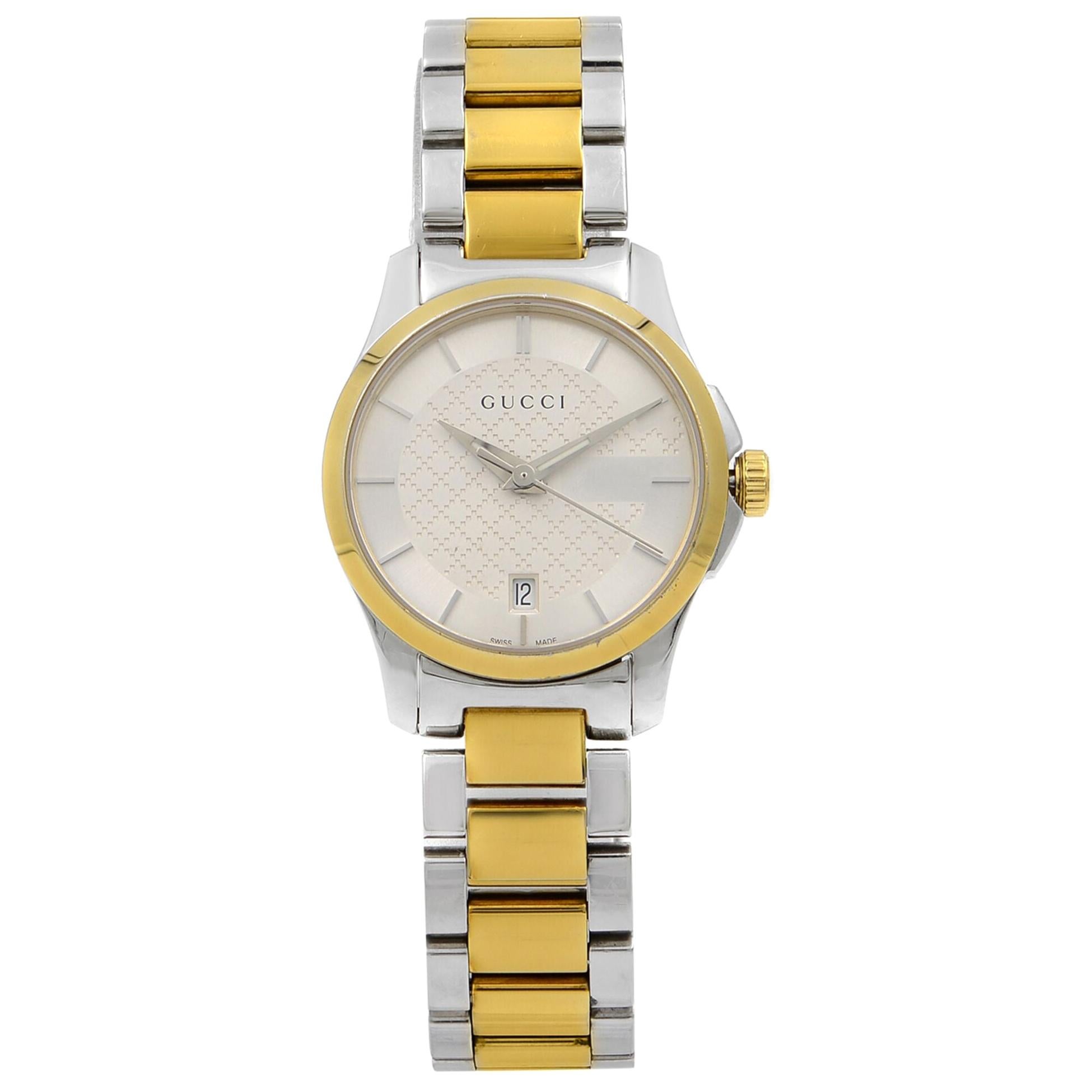 Gucci G-Timeless Two-Tone Silver Dial Steel Quartz Ladies Watch YA126531