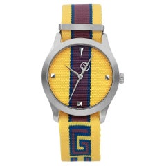 Gucci G-Timeless jaune avec cadran à motif de pointes unisexe YA1264069